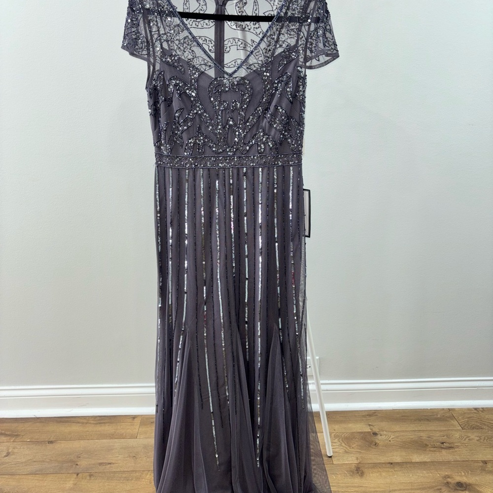 Sequin Maxi Gown with Flutter Sleeves